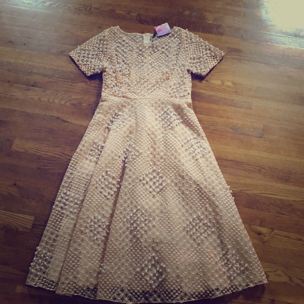 Brand new Chic wish, faux pearl, nude color dress
